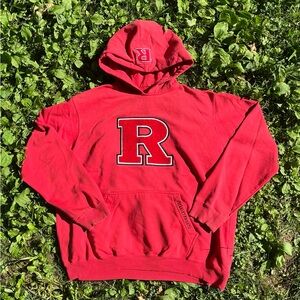 SOLD - Rutgers XXL Hoodie • Chenille “R” • Scarlet Knights Vintage Vibe